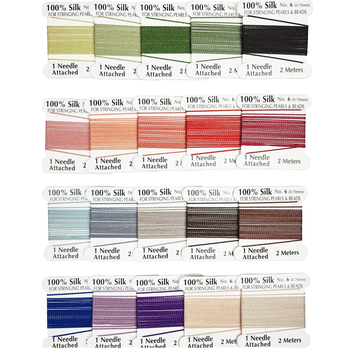 Fire de mătase 100% naturale, în 20 de culori, pentru bijuterii, diametre de 0,45/0,6/0,7 mm, șnur cu perle