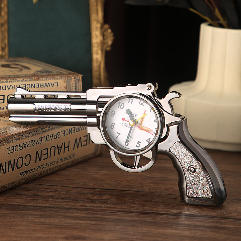 Ceas deșteptător în formă de revolver, elegant și creativ pentru decorul dormitorului