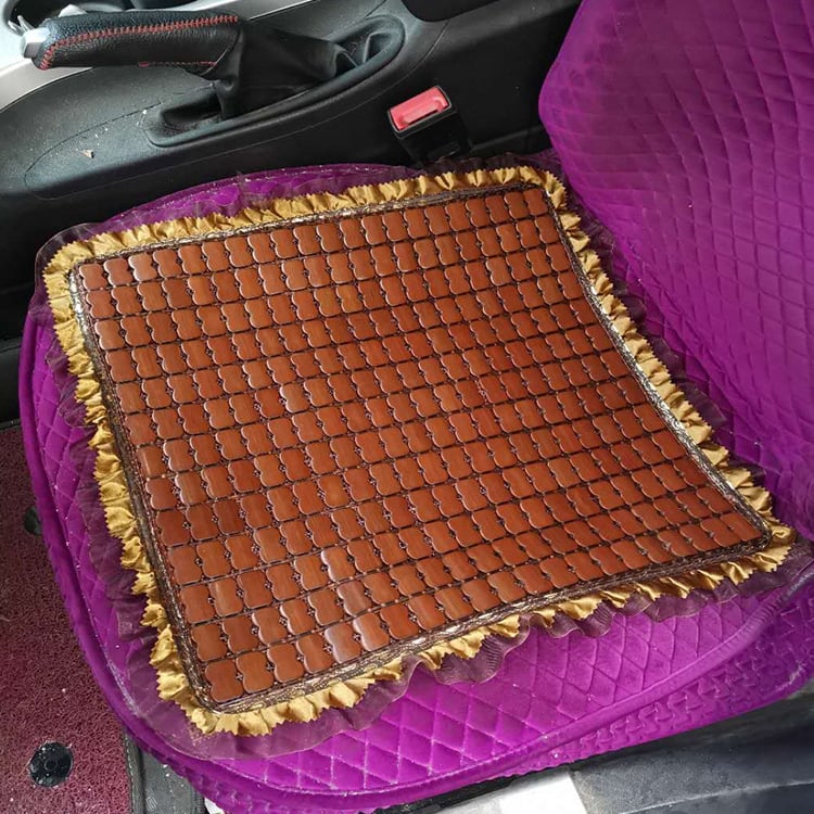 Bambusni jastuk za auto s čipkastim rubom, kvadratni, 46×46 cm