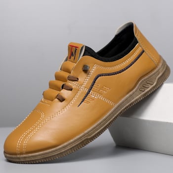 Férfi PU bőr slip-on cipő, könnyű, mindennapi divatos sneakers