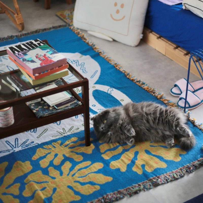 Plavi nordijski goblen za dnevni boravak, dekorativna zidna tapiserija s motivom ptice i vaze, pamuk, strojno tkanje, mogućnost prilagodbe