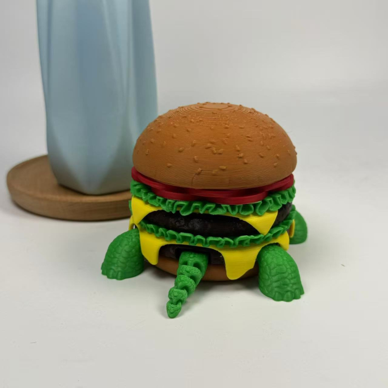3D otisnuta ukrasna figura – kornjača u obliku hamburgera, model životinje, poklon