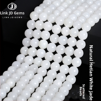 Hetianske bijele nefrit perle – labave perle za izradu nakita, DIY narukvica, 10 mm