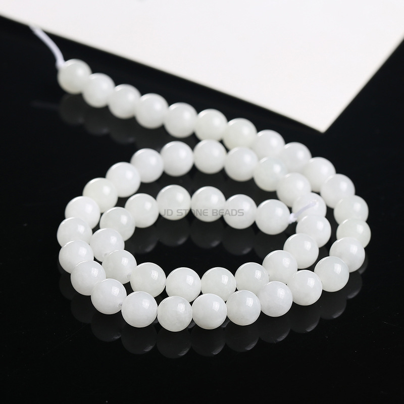 Hetianske bijele nefrit perle – labave perle za izradu nakita, DIY narukvica, 10 mm