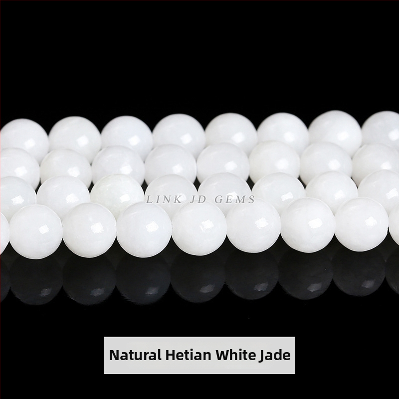 Hetianske bijele nefrit perle – labave perle za izradu nakita, DIY narukvica, 10 mm