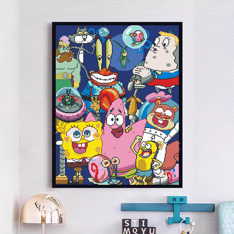 SpongeBob križićna vezenja — komplet za križićno šivanje na platnu Aida 11, za dnevni boravak