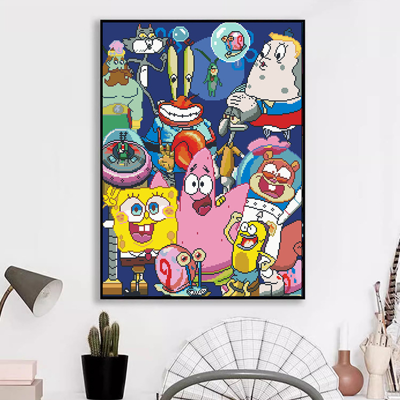 SpongeBob križićna vezenja — komplet za križićno šivanje na platnu Aida 11, za dnevni boravak
