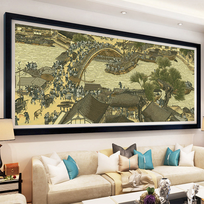 Set za križno šivanje Qingming Riverside Scene – kineski stil, bijela platna 11CT, smjesa poliester-pamučna