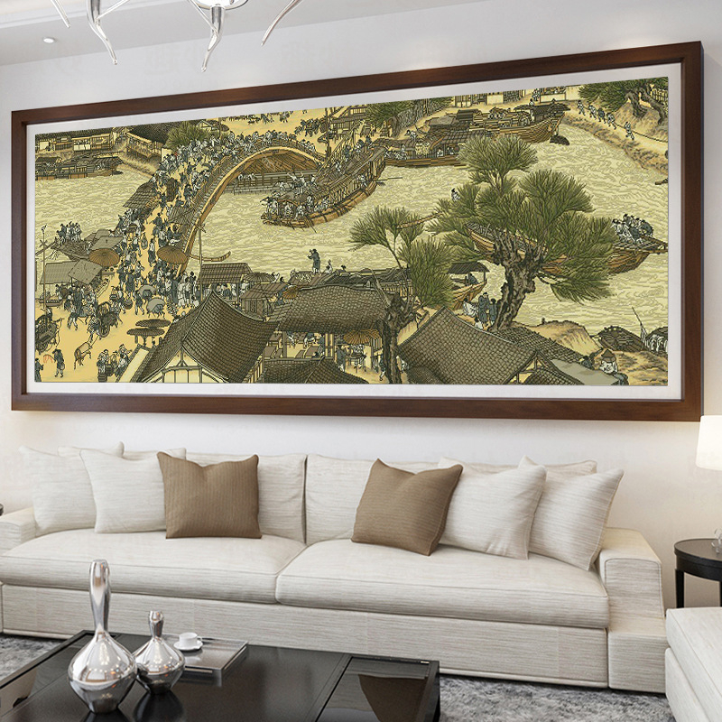 Set za križno šivanje Qingming Riverside Scene – kineski stil, bijela platna 11CT, smjesa poliester-pamučna