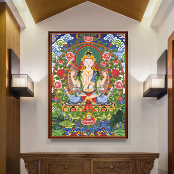 Set za križićno izšivanje: Guanyin Bodhisattva, platno 11CT, smjesa poliestera i pamuka, kineski stil uzorka, DIY izrada