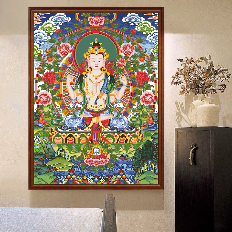 Set za križićno izšivanje: Guanyin Bodhisattva, platno 11CT, smjesa poliestera i pamuka, kineski stil uzorka, DIY izrada