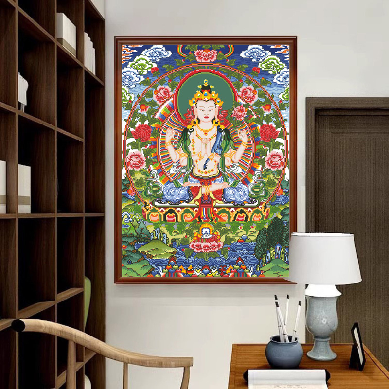 Set za križićno izšivanje: Guanyin Bodhisattva, platno 11CT, smjesa poliestera i pamuka, kineski stil uzorka, DIY izrada