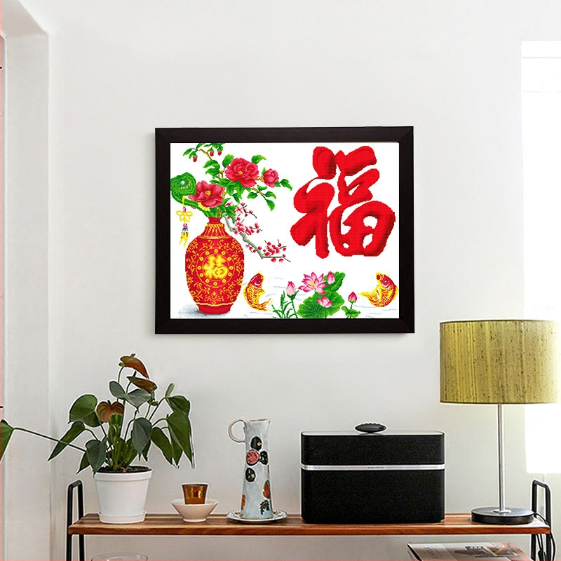 Diamond painting Rubikova kocka – potpuno ispunjeni dijamanti, novi dizajn dnevnog boravka, križni vez, motiv vaza
