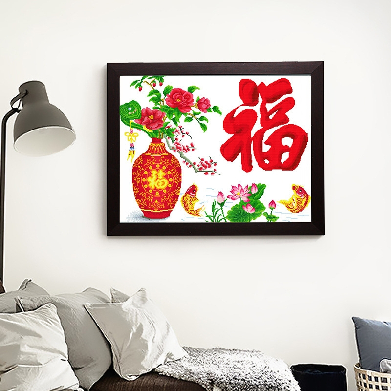 Diamond painting Rubikova kocka – potpuno ispunjeni dijamanti, novi dizajn dnevnog boravka, križni vez, motiv vaza