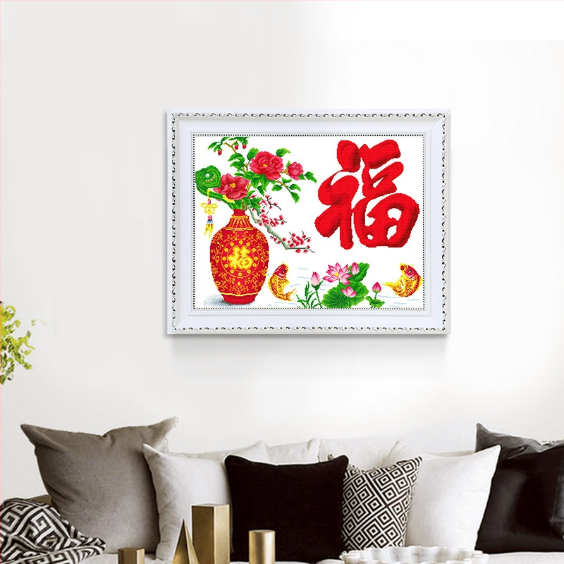 Diamond painting Rubikova kocka – potpuno ispunjeni dijamanti, novi dizajn dnevnog boravka, križni vez, motiv vaza