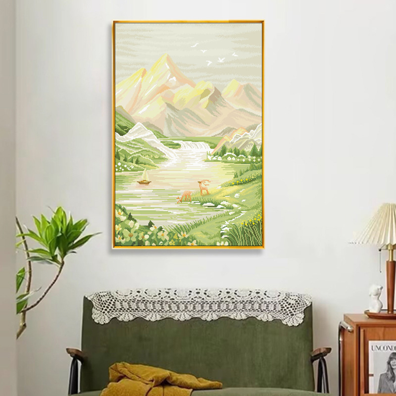 Set za križno šivanje – pejzaž za dnevni boravak, platno 11 ct