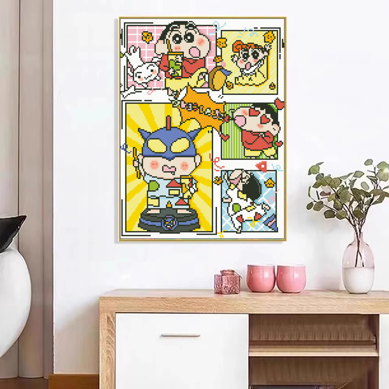 Komplet križnog šivanja 11CT bijelo platno, uzorak Cartoon/Anime, za dekor dnevnog boravka i spavaće sobe, materijal poliester-pamučni