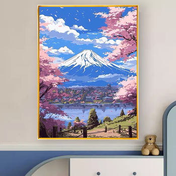 Mount Fuji dijamantna slika – 5D križno šivanje, kit za dijamantno slikanje, pejzaž, platno 11 ct