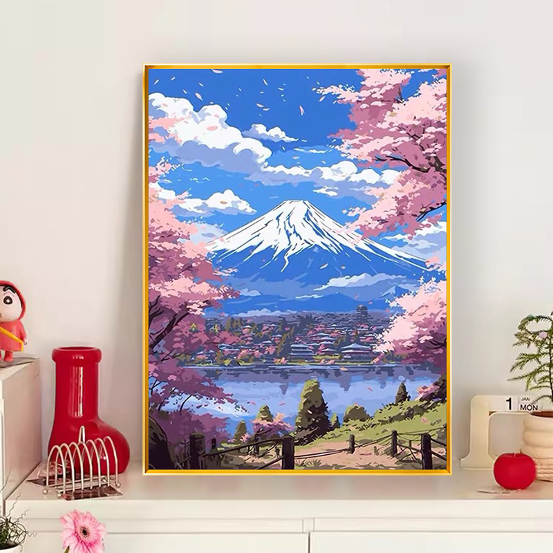 Mount Fuji dijamantna slika – 5D križno šivanje, kit za dijamantno slikanje, pejzaž, platno 11 ct