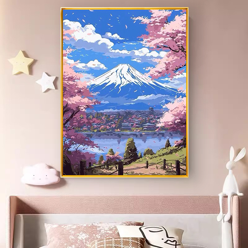 Mount Fuji dijamantna slika – 5D križno šivanje, kit za dijamantno slikanje, pejzaž, platno 11 ct