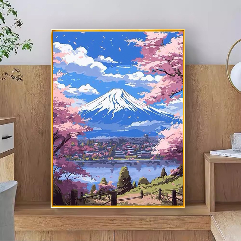 Mount Fuji dijamantna slika – 5D križno šivanje, kit za dijamantno slikanje, pejzaž, platno 11 ct