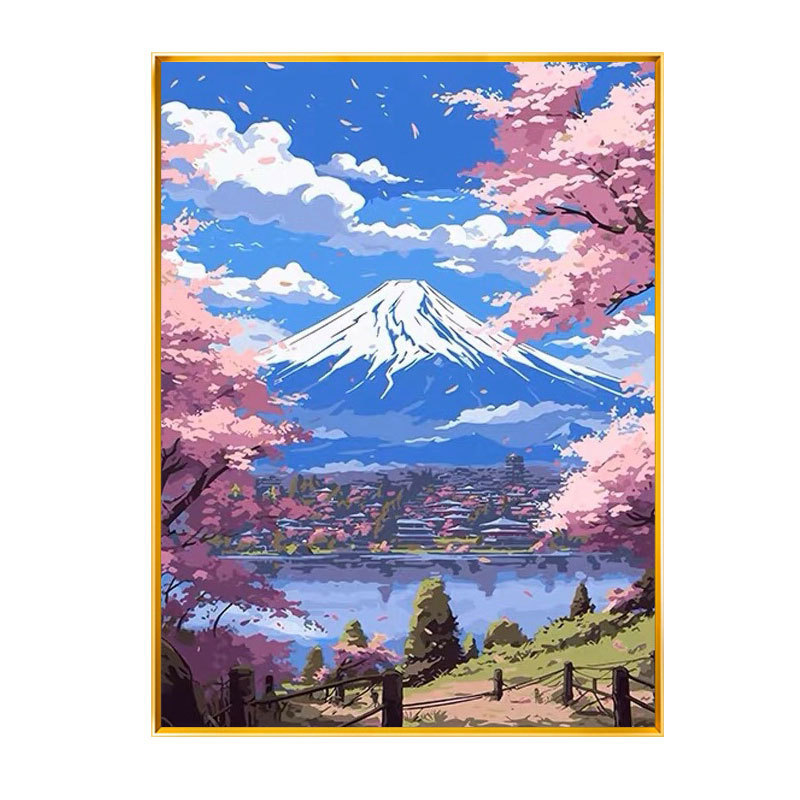 Mount Fuji dijamantna slika – 5D križno šivanje, kit za dijamantno slikanje, pejzaž, platno 11 ct