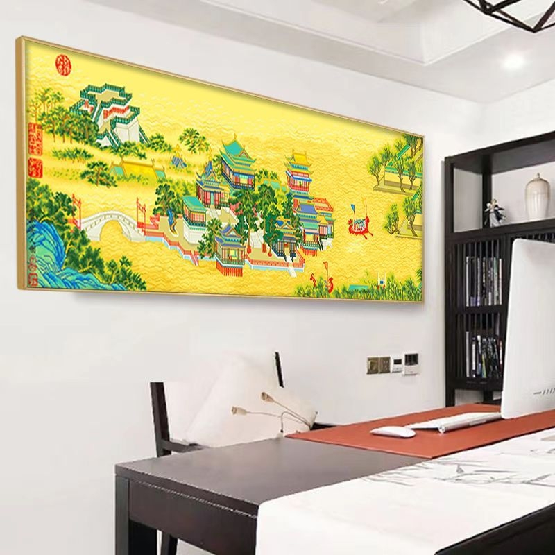Qingming Riverside Scene Set križićno šivanje 9CT, krajolik za dnevni boravak, poznata slika, potpuno ručno šivanje