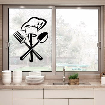 Fan Xi accesorii creative pentru bucătărie: set cuțit și furculiță, pălărie de bucătar, autocolante de perete pentru decor acasă și în restaurant FX2023
