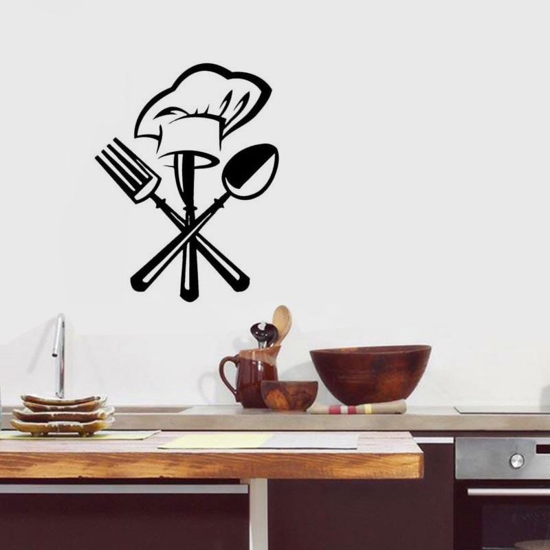 Fan Xi accesorii creative pentru bucătărie: set cuțit și furculiță, pălărie de bucătar, autocolante de perete pentru decor acasă și în restaurant FX2023