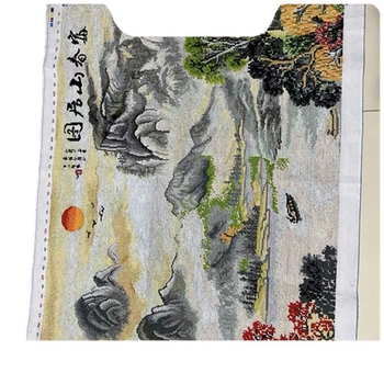 Broderie cu cruce finalizată: peisaj din Fuchun Mountain Dwelling, decor pentru sufragerie