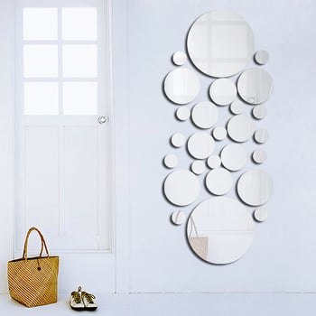 Autocolant de perete oglindă din acril, geometric rotund, pentru dormitor și sufragerie JM004