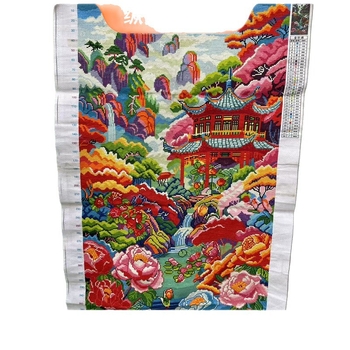 Tablou peisaj în broderie în cruce, cerneală, pentru decorul casei