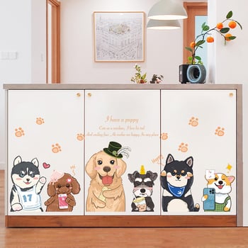 Autocolant de perete cu câine drăguț pentru camera copiilor, decor 3D autoadeziv din PVC