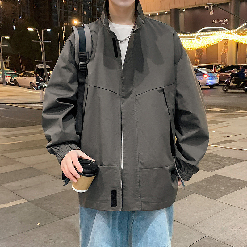 Férfi dzseki 2025 tavasz, koreai stílus, slim fit, casual munkaruházat, álló gallér, kültérre