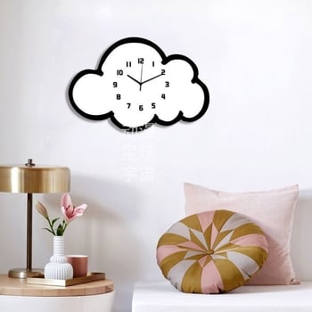 Ceas de perete cu soare și nori, în stil desen animat, decor pentru living și camera copiilor, funcționare silențioasă, ceas drăguț cu pictură atârnată