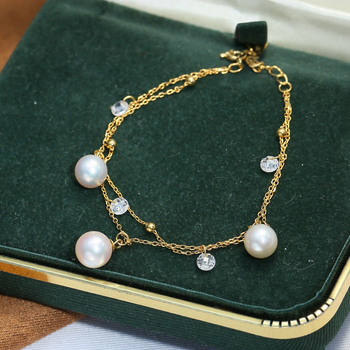 Osnova za narukvicu sa perlama od S925 sterling srebra, dvostruki lanac, DIY komad nakita 5-8 mm