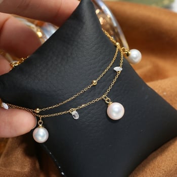 Osnova za narukvicu sa perlama od S925 sterling srebra, dvostruki lanac, DIY komad nakita 5-8 mm