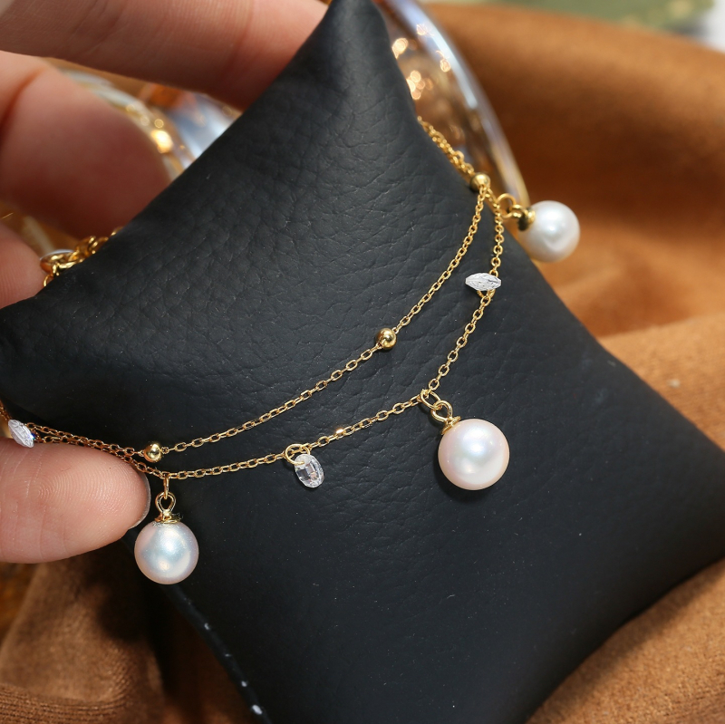 Osnova za narukvicu sa perlama od S925 sterling srebra, dvostruki lanac, DIY komad nakita 5-8 mm