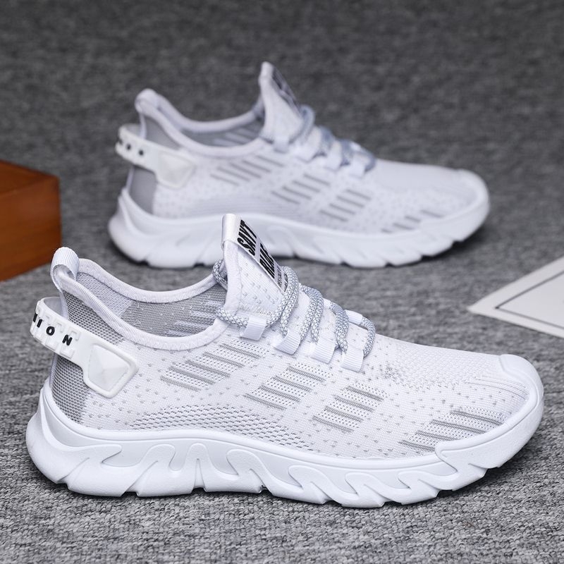 Férfi hálószövésű sportcipő, légáteresztő nyári viselet, könnyű, alacsony profil, fűzővel