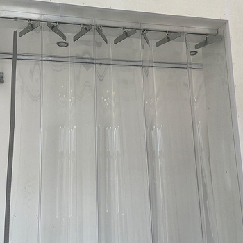 Prozirna PVC zavjesa za vrata za kućnu i poslovnu upotrebu, pregradni zavjese za klima uređaj s kukicama, otporna na vjetar, sklopiva klizna mekana zavjesa za vrata