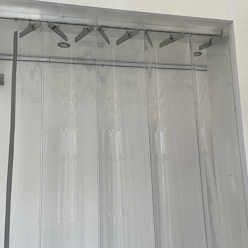 Prozirna PVC zavjesa za vrata za kućnu i poslovnu upotrebu, pregradni zavjese za klima uređaj s kukicama, otporna na vjetar, sklopiva klizna mekana zavjesa za vrata