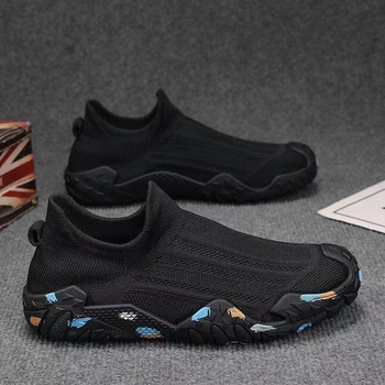 Férfi lélegző hálós casual cipő, Slip-On, könnyű nyári sneaker Flyknit felsőrésszel