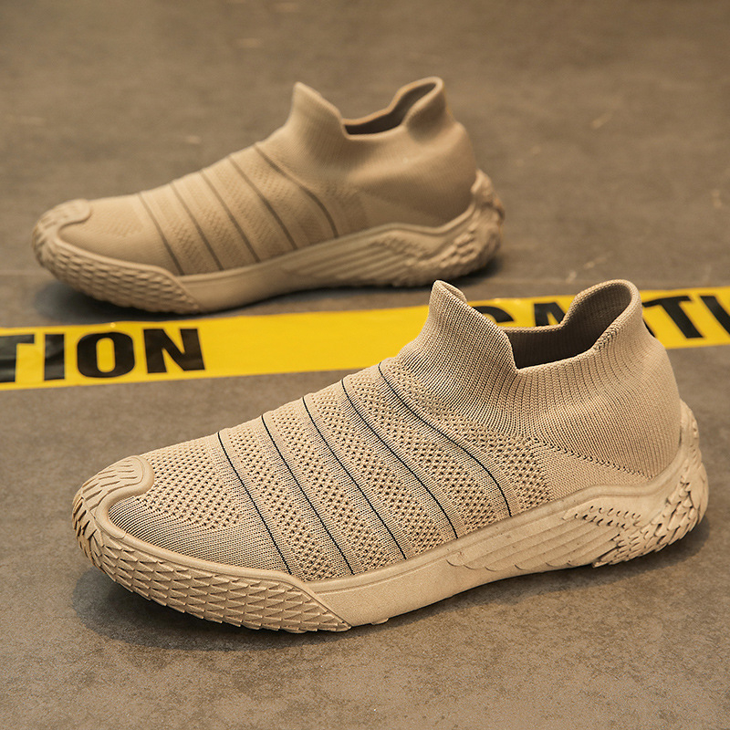 Férfiak légáteresztő hálós felsőrésszel Slip-On sportcipő, nyári mindennapi viselet, puha talppal