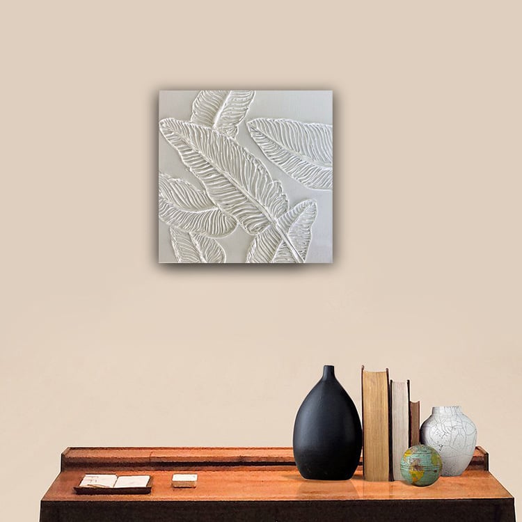 Minimalist alb, relief 3D, artă abstractă cu textură – peisaj pe pânză pentru pereții hotelului