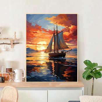Σετ DIY ζωγραφικής με αριθμούς σε λαδομπογιά, τοπίο, χωρίς πλαίσιο, χειροποίητο