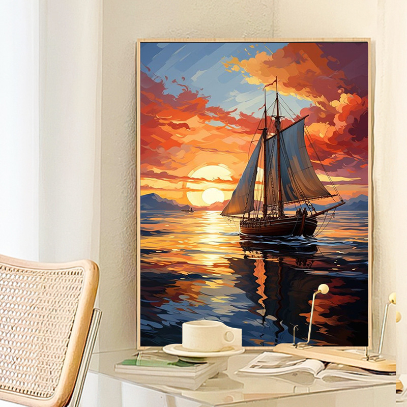 Σετ DIY ζωγραφικής με αριθμούς σε λαδομπογιά, τοπίο, χωρίς πλαίσιο, χειροποίητο