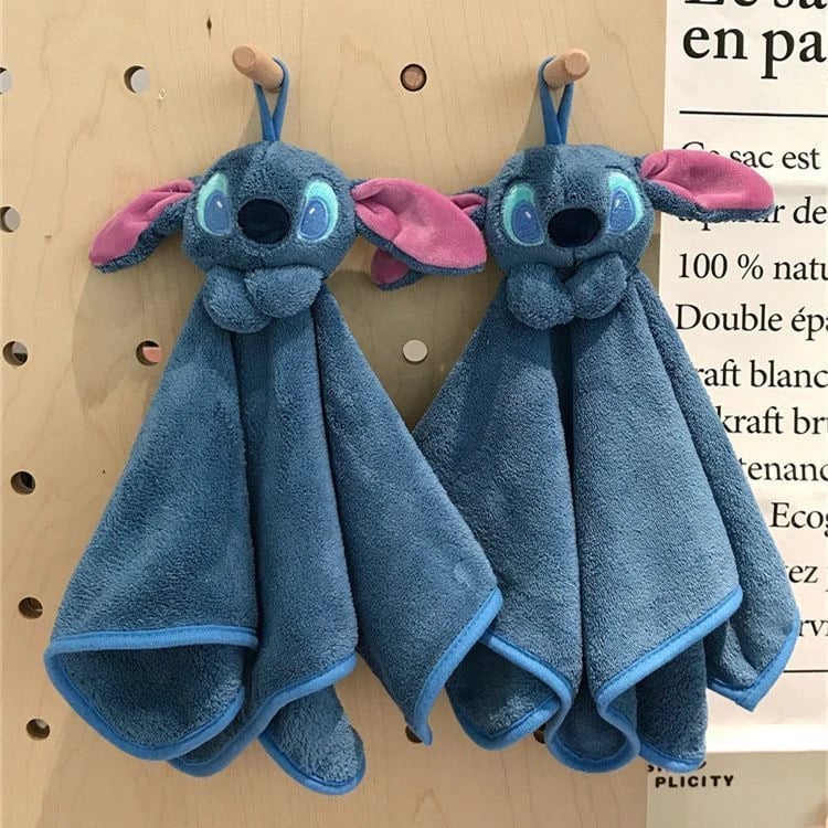 Синя кърпа за ръце със Stitch, висяща, абсорбираща и удебнена, за баня и кухня.