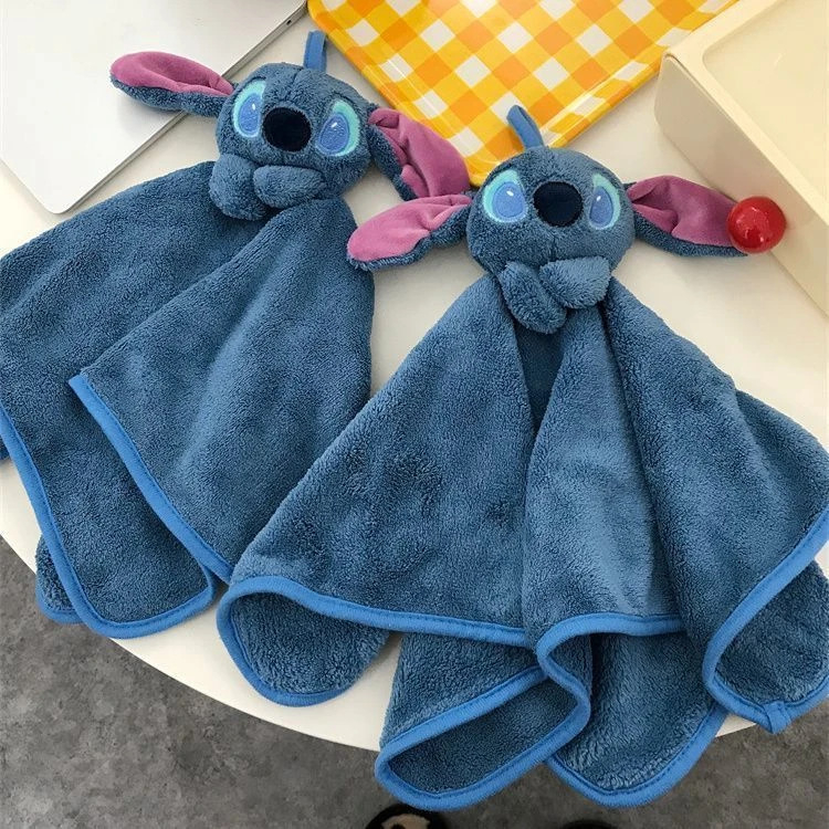 Синя кърпа за ръце със Stitch, висяща, абсорбираща и удебнена, за баня и кухня.