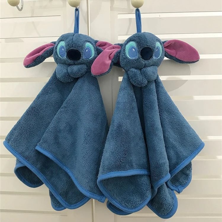 Синя кърпа за ръце със Stitch, висяща, абсорбираща и удебнена, за баня и кухня.