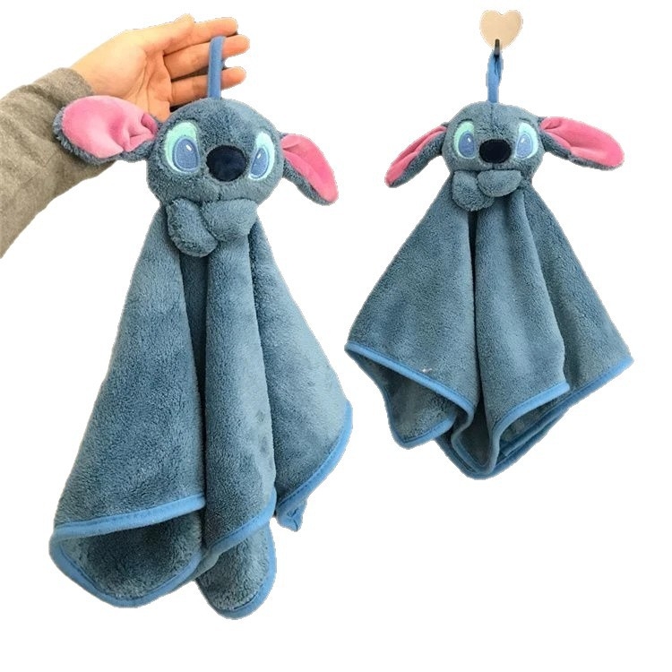 Синя кърпа за ръце със Stitch, висяща, абсорбираща и удебнена, за баня и кухня.